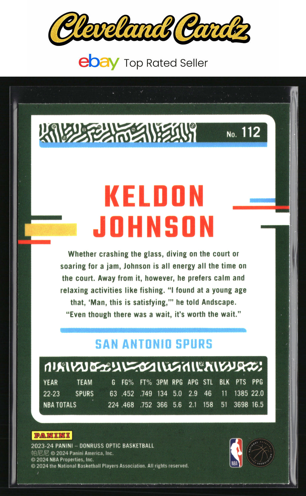 2023-24 Donruss Optic #112 Keldon Johnson