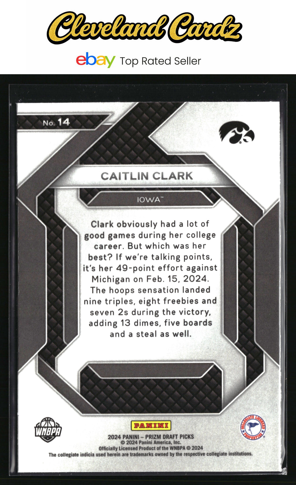 2024 Panini Prizm Draft Picks #14 Caitlin Clark New Recruits