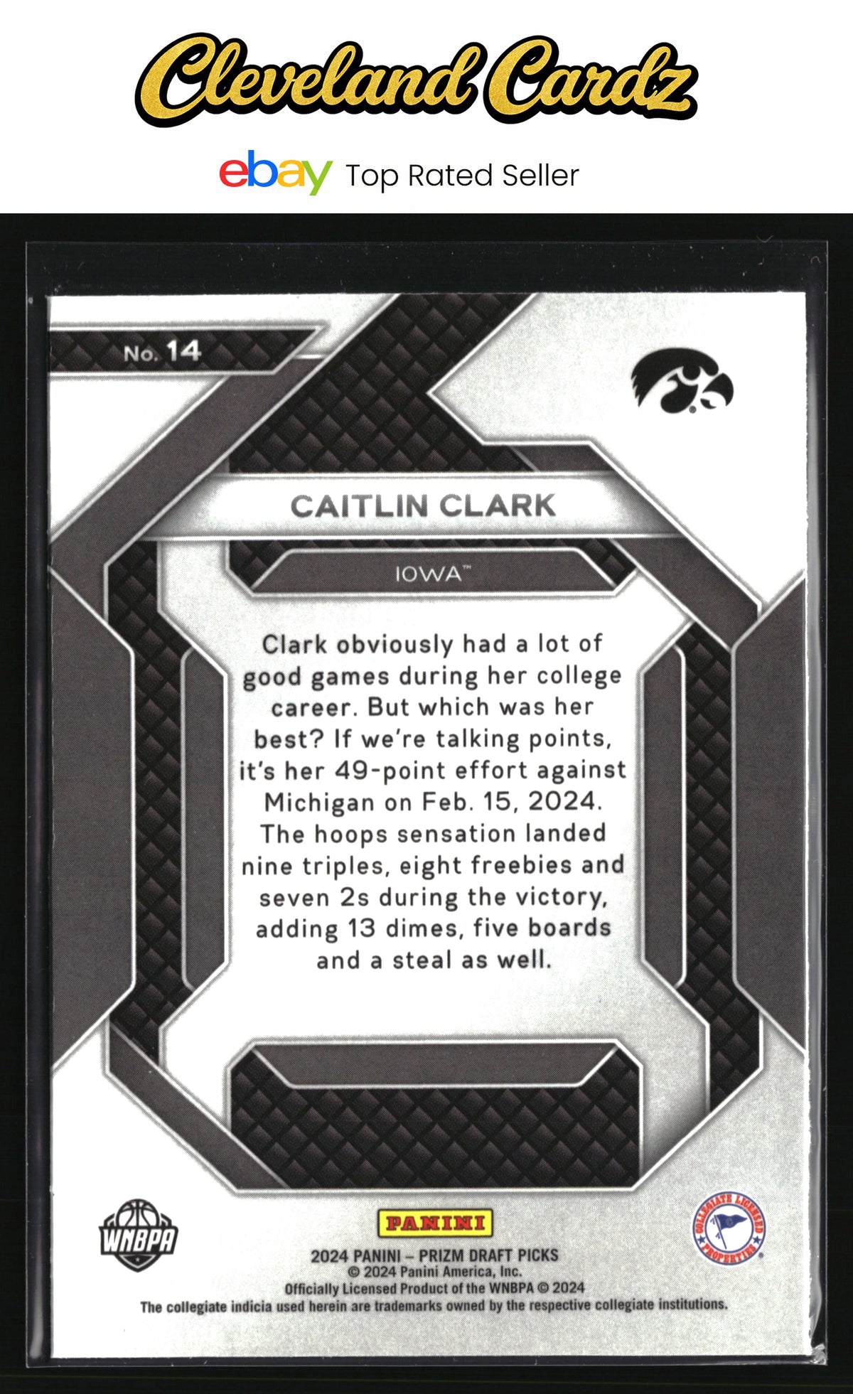 2024 Panini Prizm Draft Picks #14 Caitlin Clark New Recruits