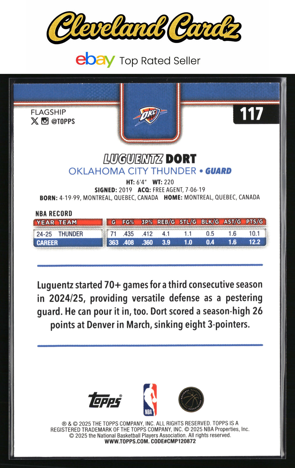 2025-26 Topps #117 Luguentz Dort Crackleboard