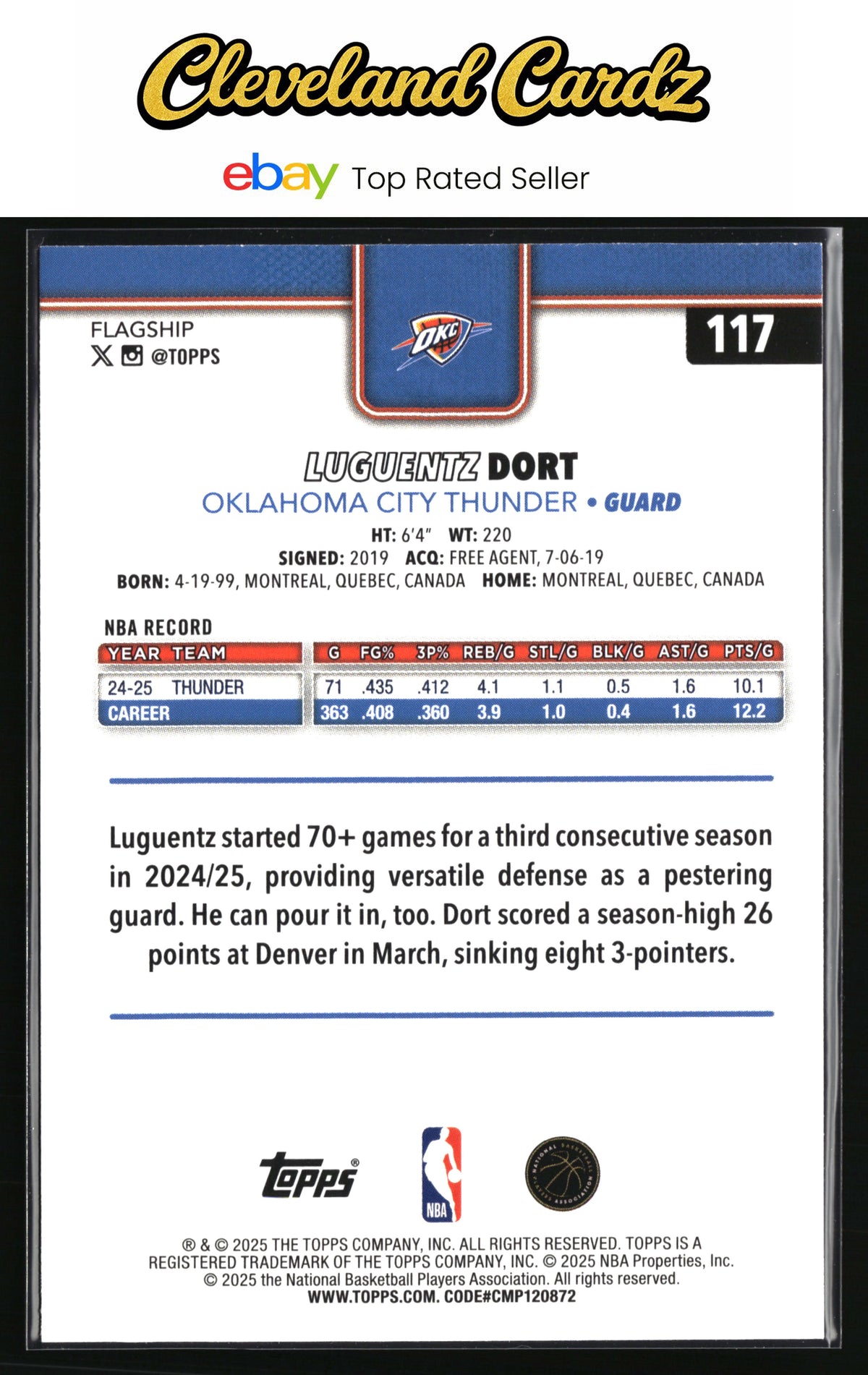 2025-26 Topps #117 Luguentz Dort Crackleboard