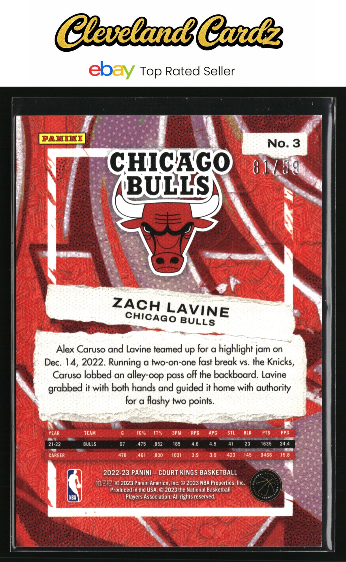 2022-23 Panini Court Kings #3 Zach LaVine Pink #/99