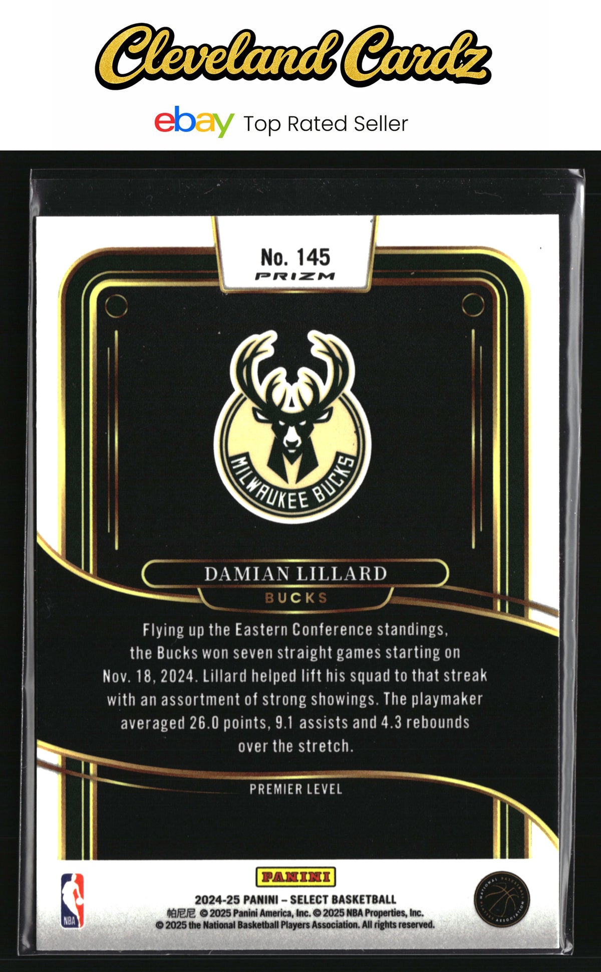 2024-25 Panini Select #145 Damian Lillard Tectonic Prizm