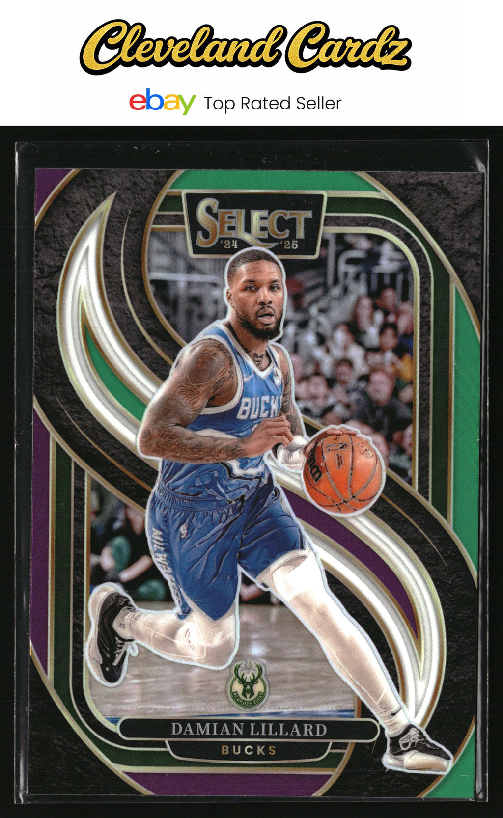 2024-25 Panini Select #145 Damian Lillard Green White Purple Prizm