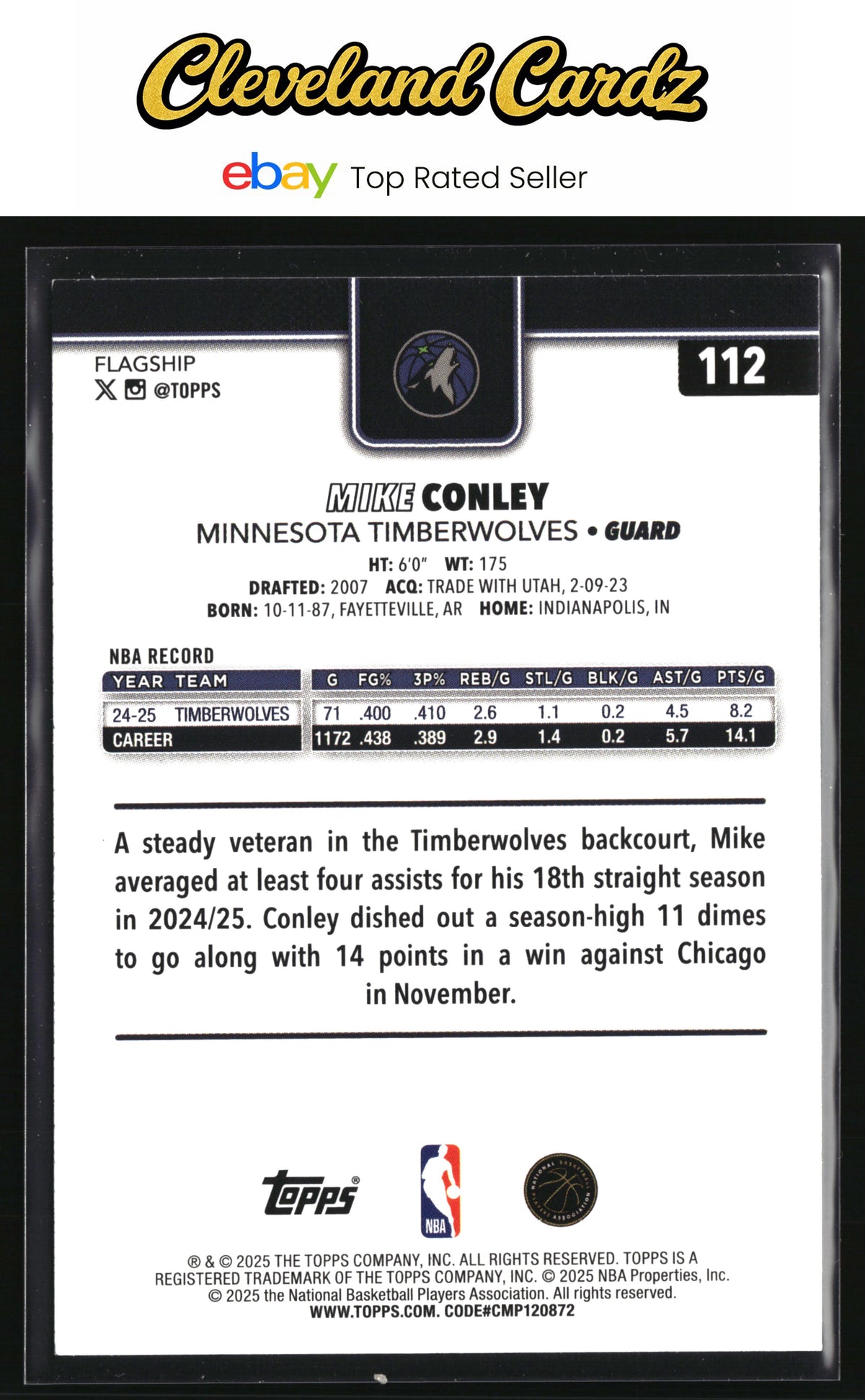 2025-26 Topps #112 Mike Conley Season Tip Off