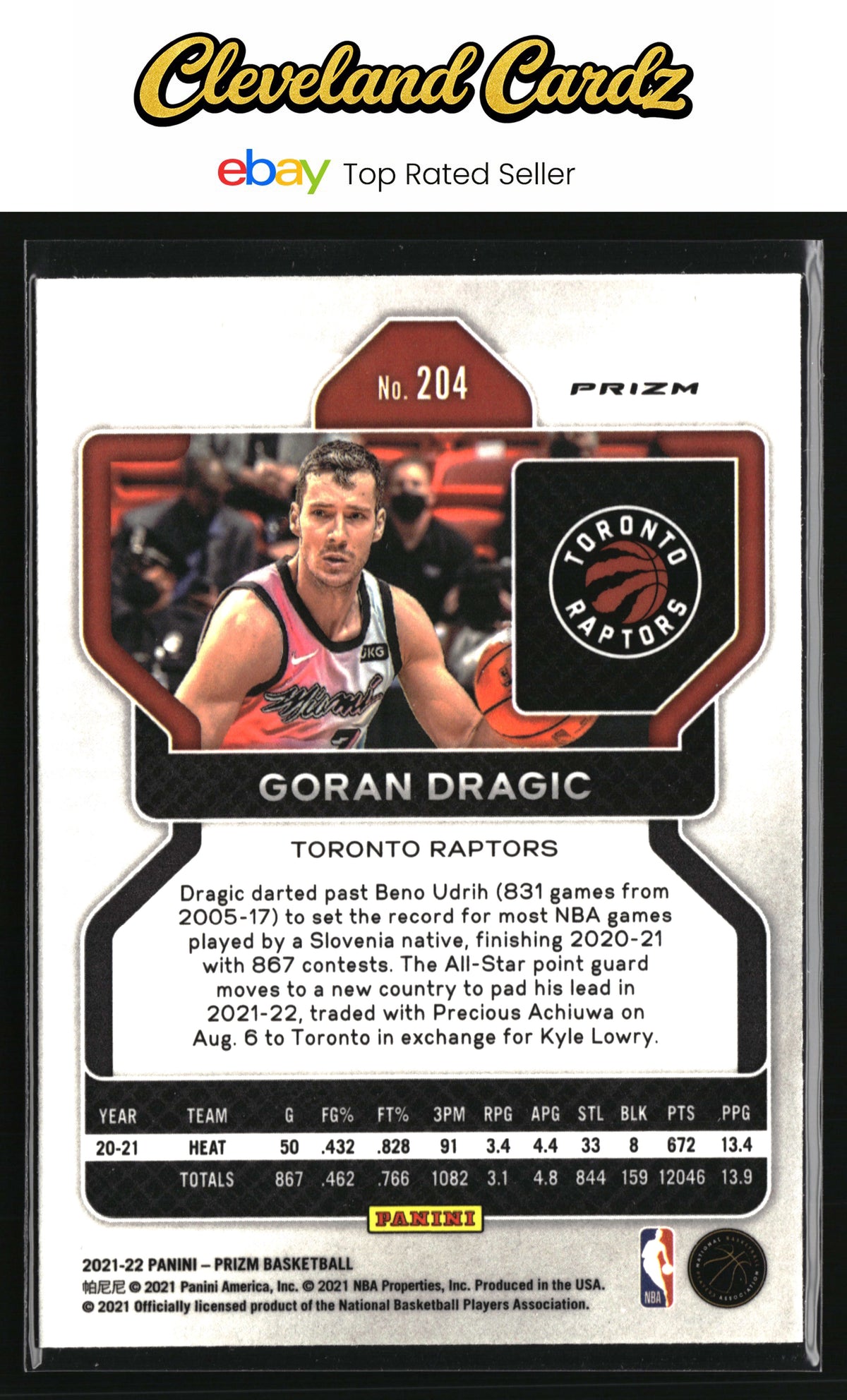 2021-22 Panini Prizm #204 Goran Dragic Pink Ice