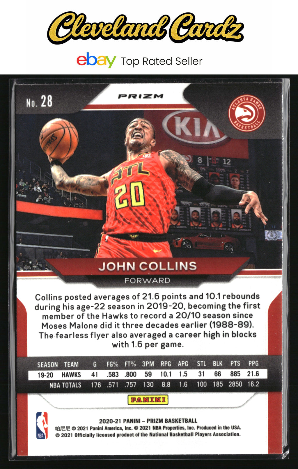 2020-21 Panini Prizm #28 John Collins Hyper Prizms