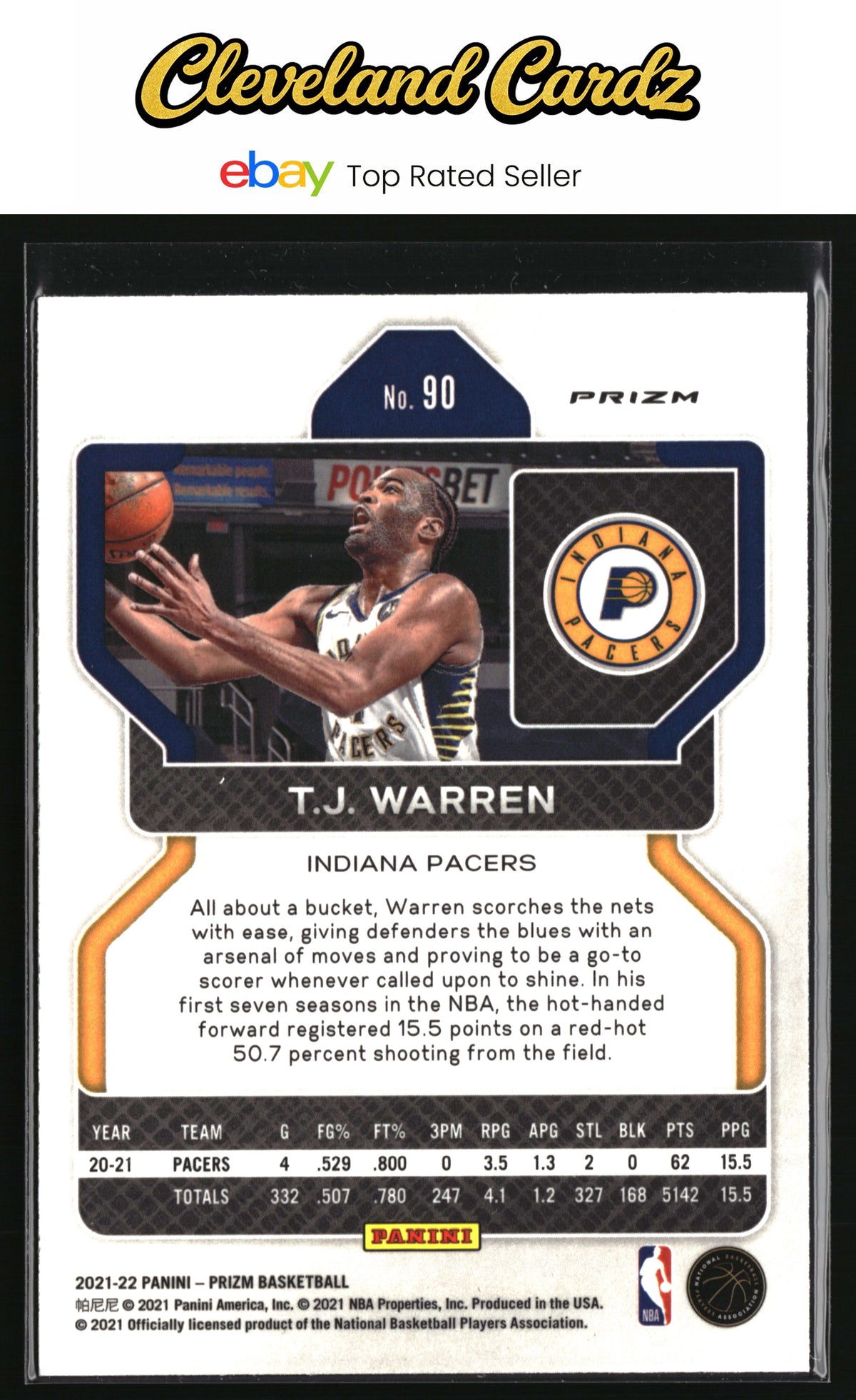 2021-22 Panini Prizm #90 T.J. Warren Pink Ice