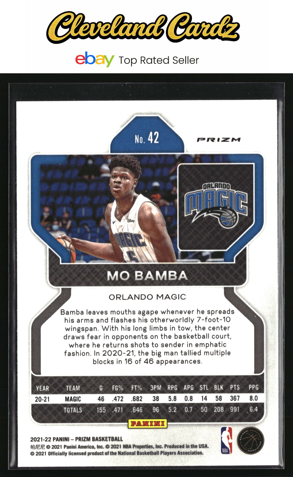 2021-22 Panini Prizm #42 Mo Bamba Pink Ice