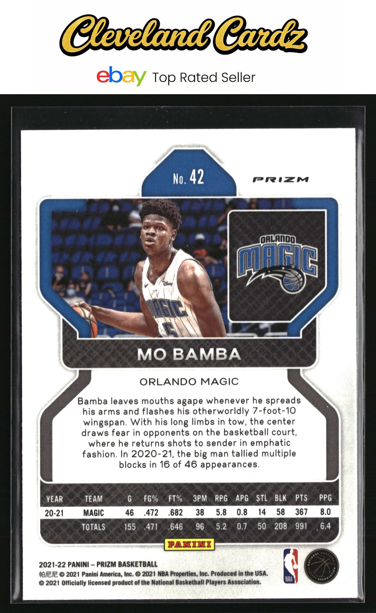 2021-22 Panini Prizm #42 Mo Bamba Pink Ice