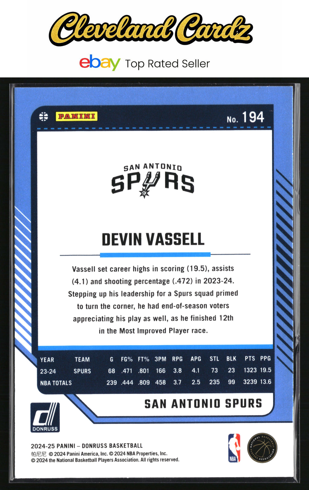2024-25 Donruss #194 Devin Vassell Holo Green Laser