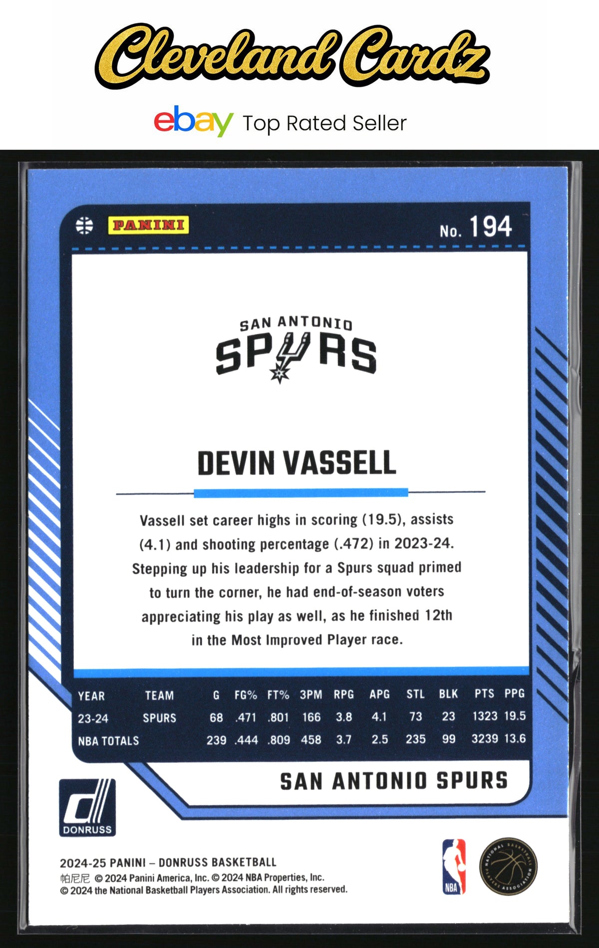 2024-25 Donruss #194 Devin Vassell Holo Green Laser