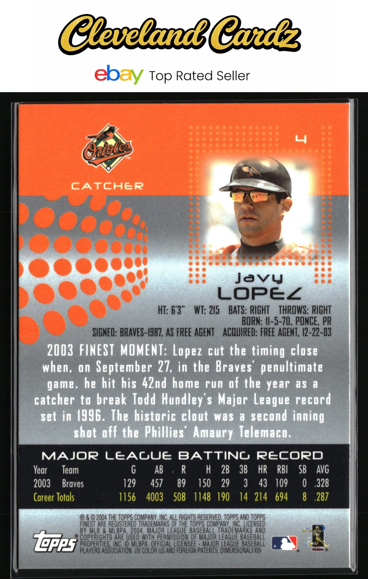2004 Finest #4 Javy Lopez