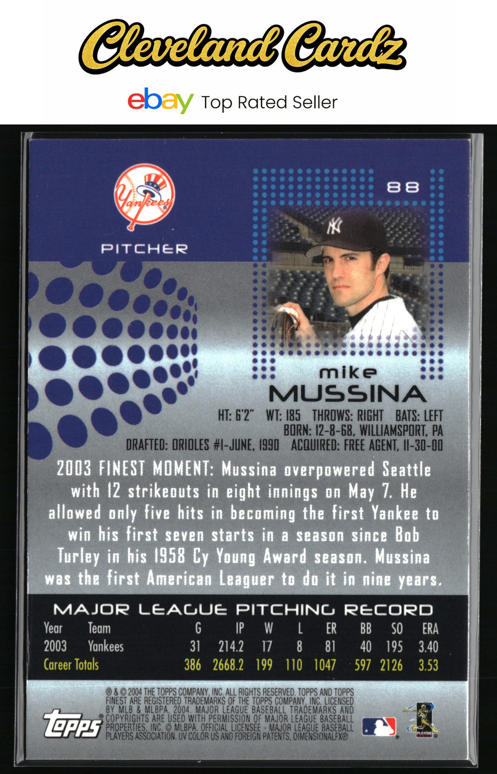 2004 Finest #88 Mike Mussina