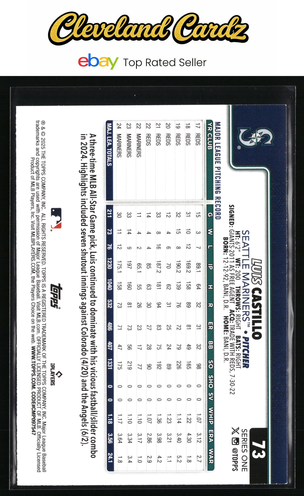 2025 Topps #73 Luis Castillo Diamante Foil