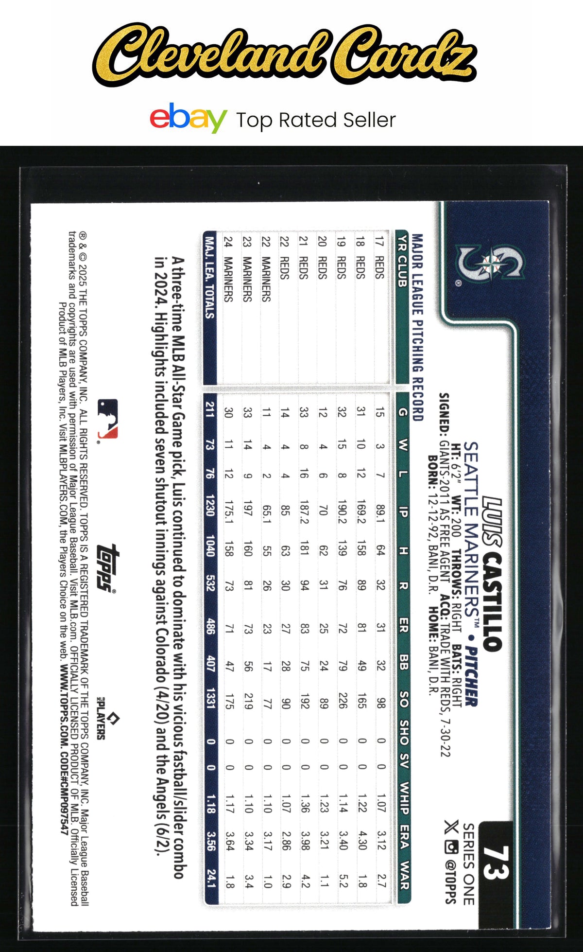 2025 Topps #73 Luis Castillo Diamante Foil