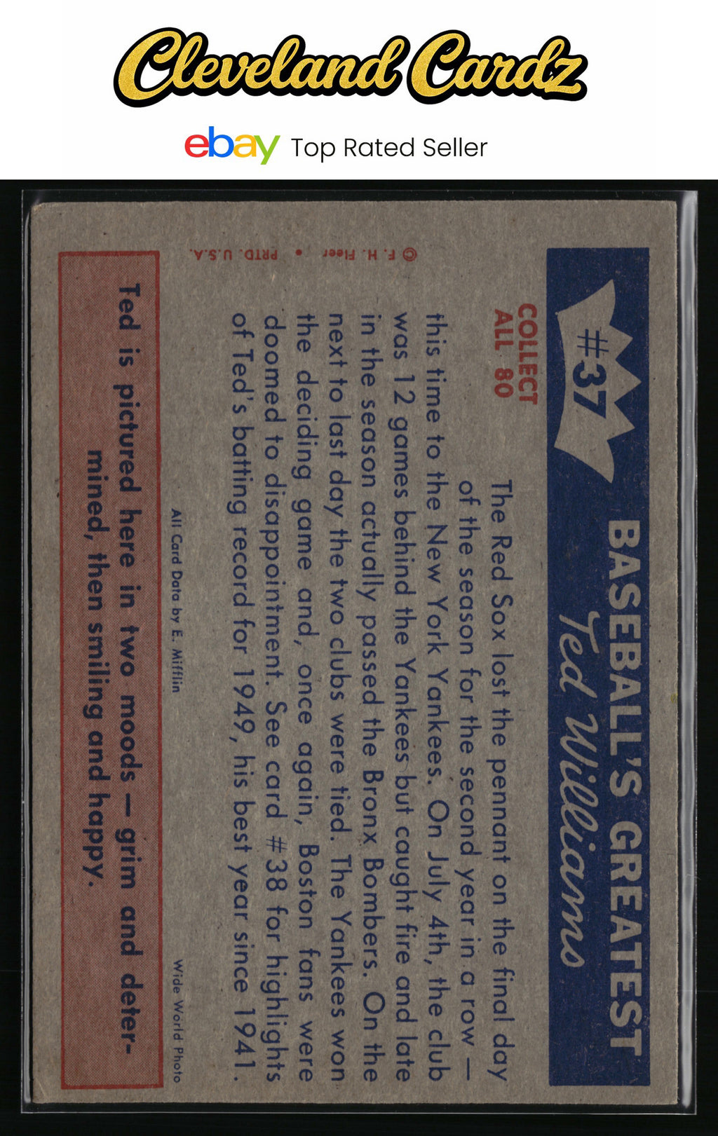 2004 Fleer National Pastime #37 Ted Williams 1959 Ted Williams Reprint #/406