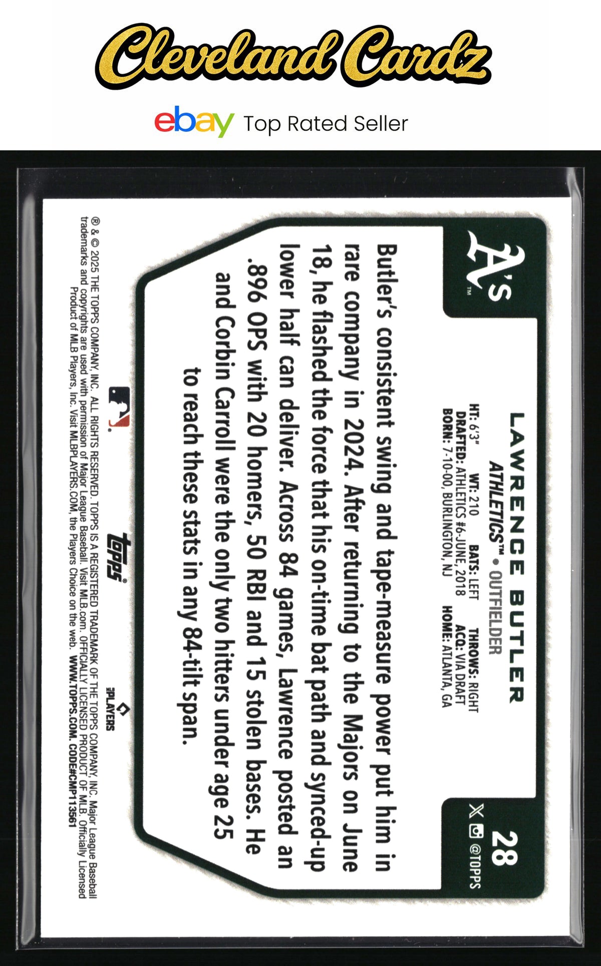 2025 Topps #28 Lawrence Butler Flagship Collection (Series Two)