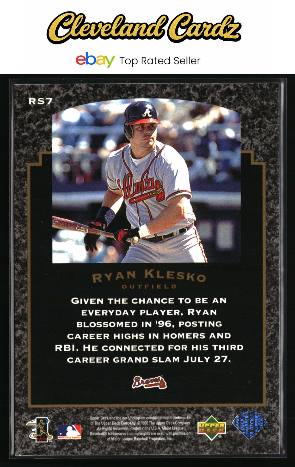 1997 Upper Deck #RS7 Ryan Klesko Rock Solid Foundation