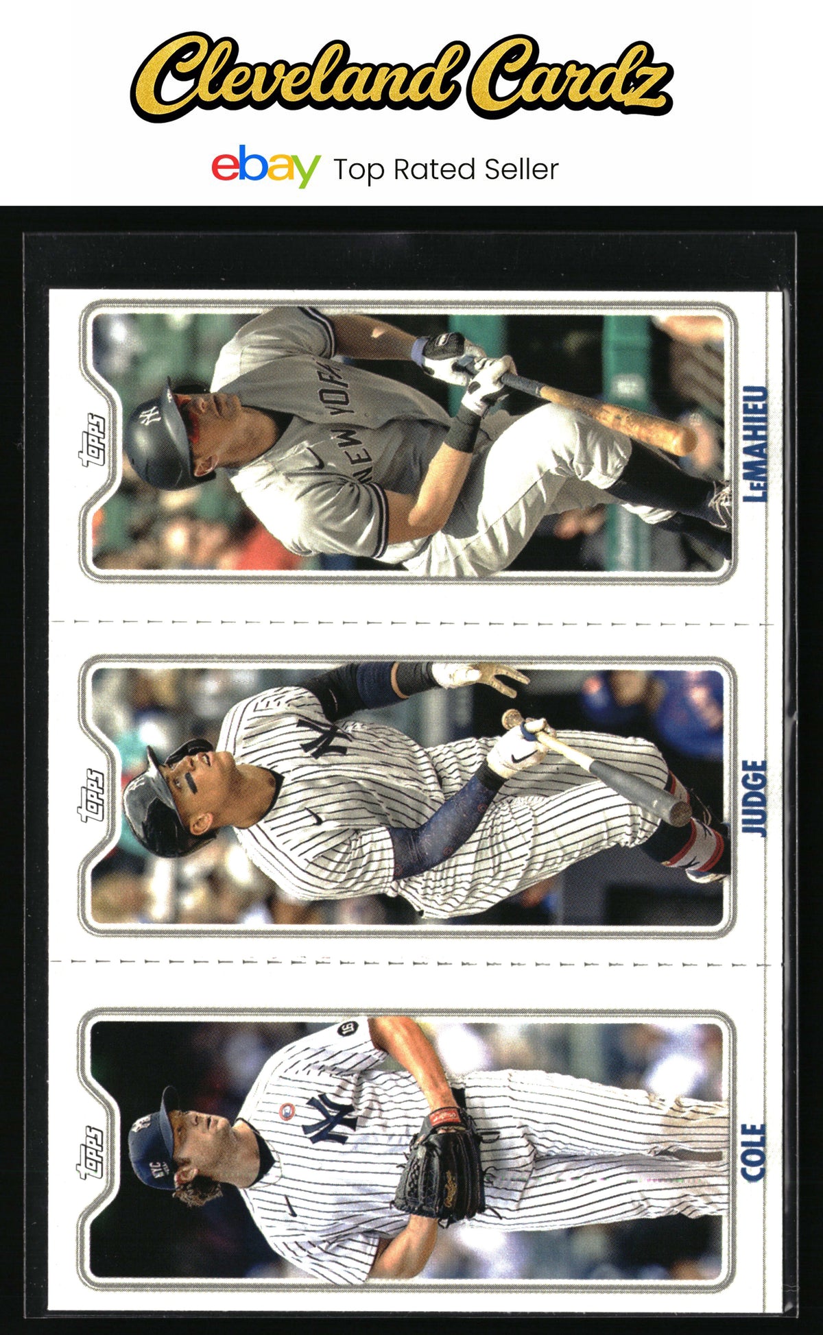 2022 Topps Opening Day #TPC-6A-C Gerrit Cole/Aaron Judge/DJ LeMahieu Triple Play
