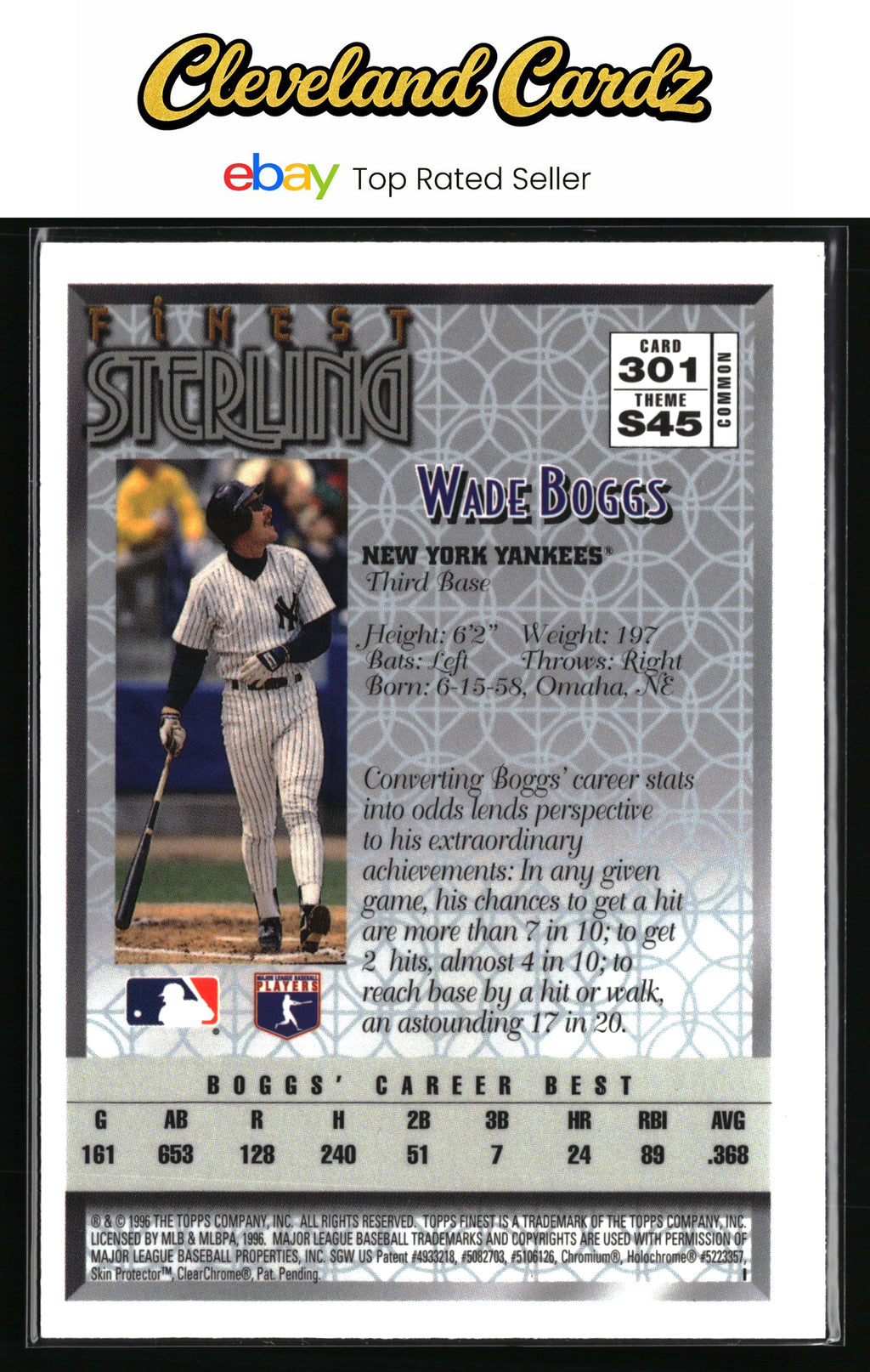 1996 Finest #301 Wade Boggs