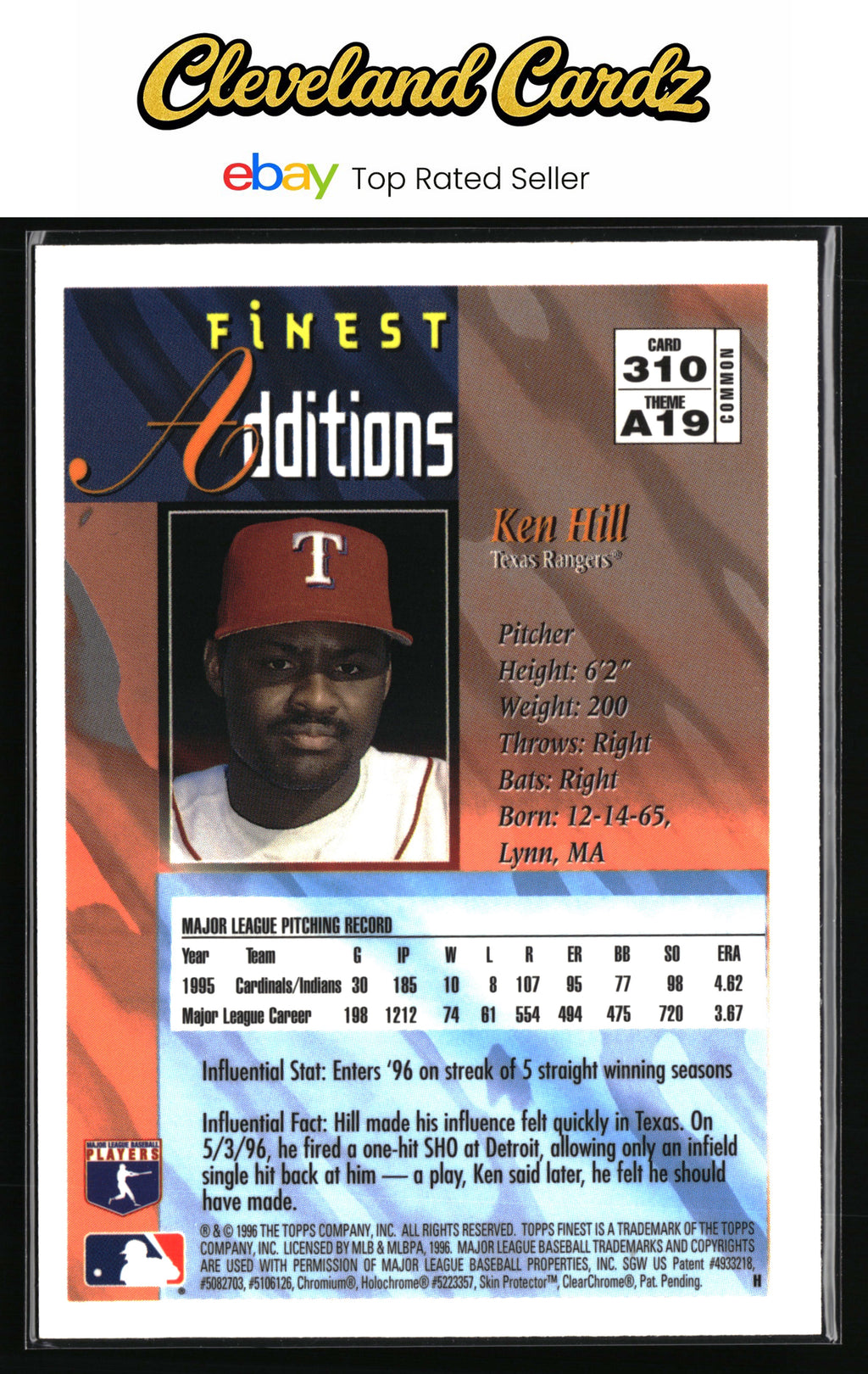 1996 Finest #310 Ken Hill