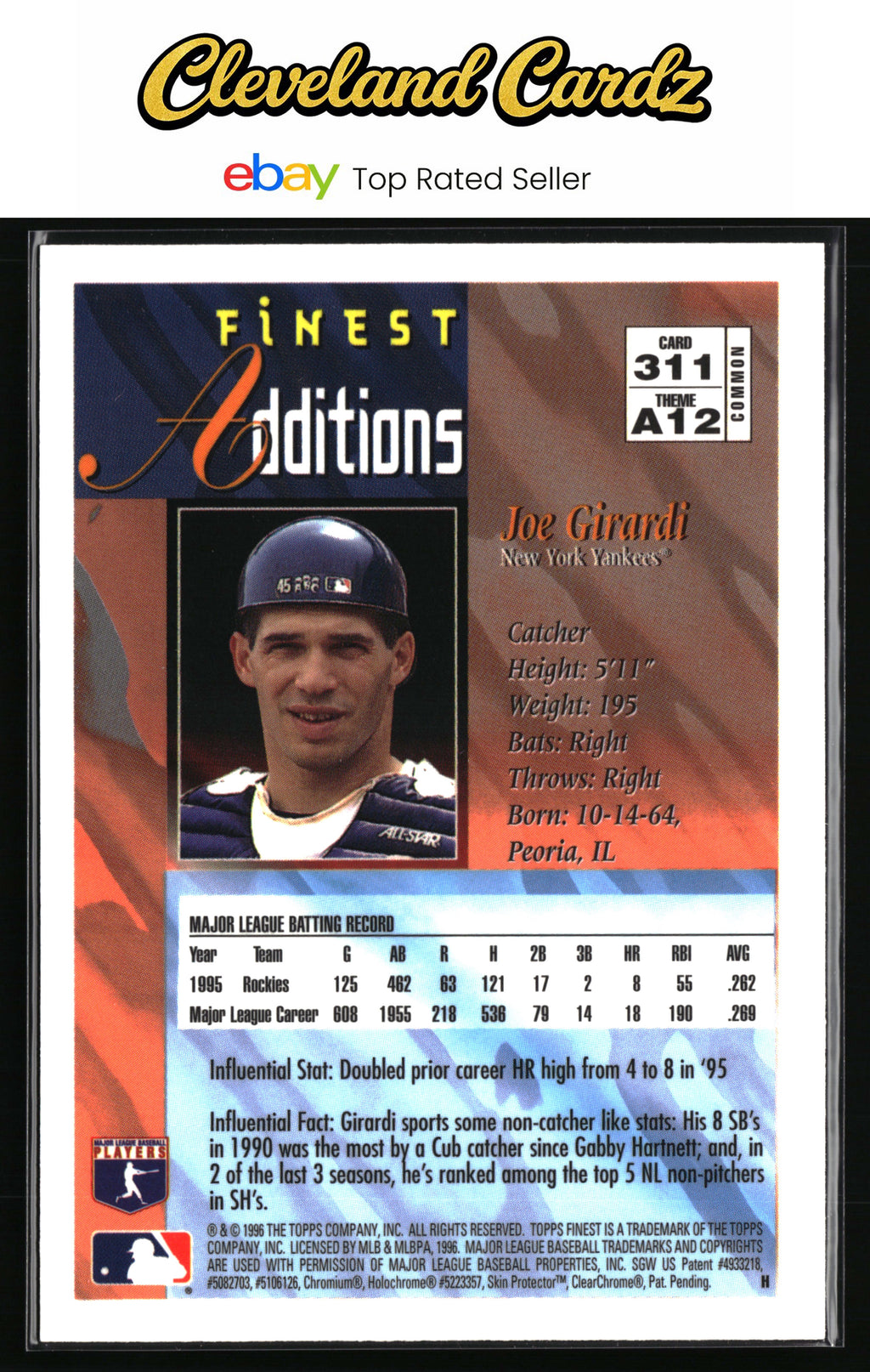 1996 Finest #311 Joe Girardi