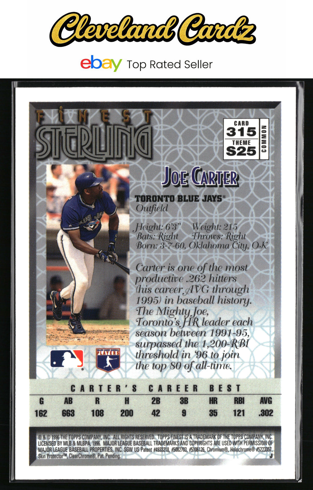 1996 Finest #315 Joe Carter
