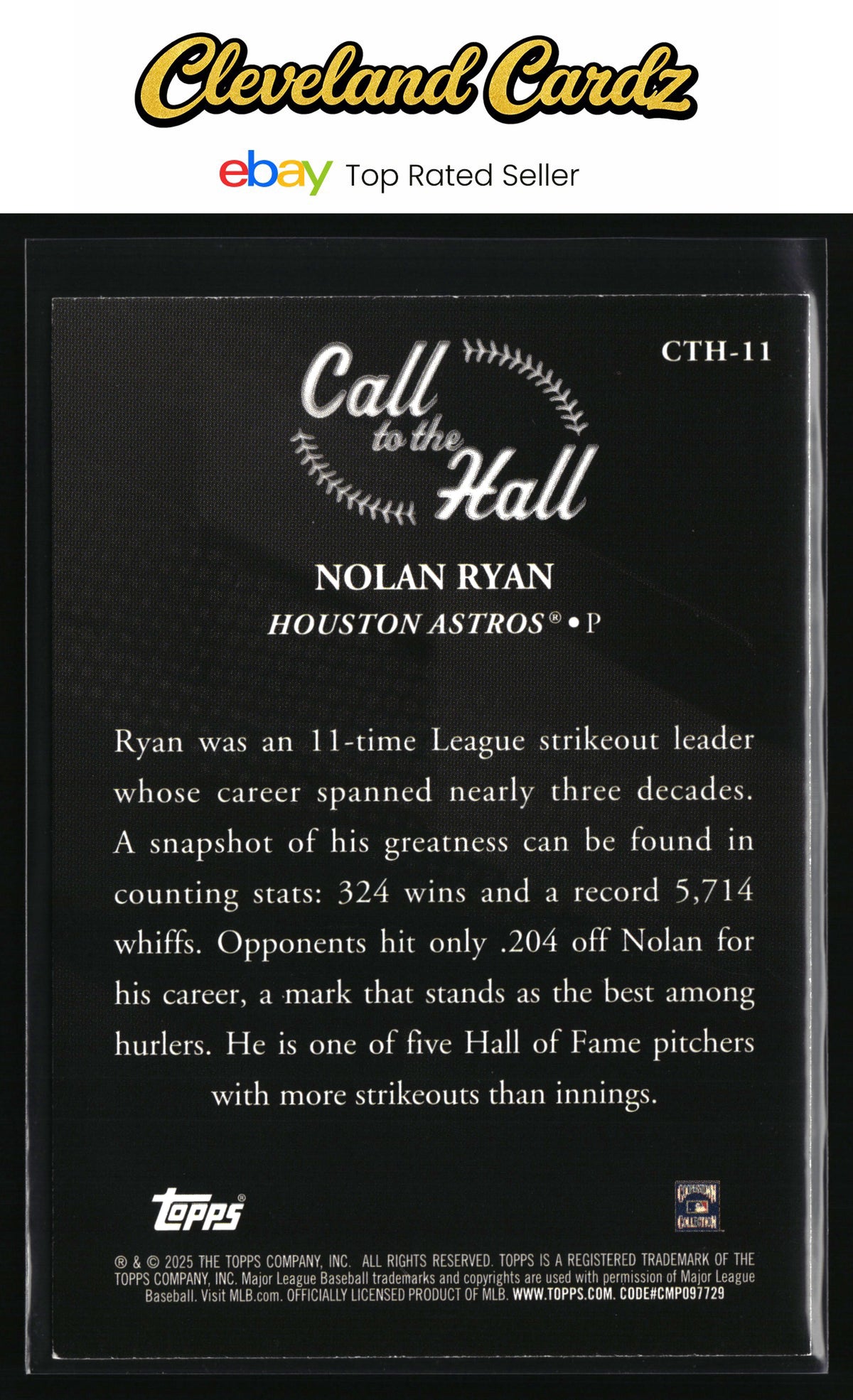 2025 Topps #CTH-11 Nolan Ryan Call to the Hall