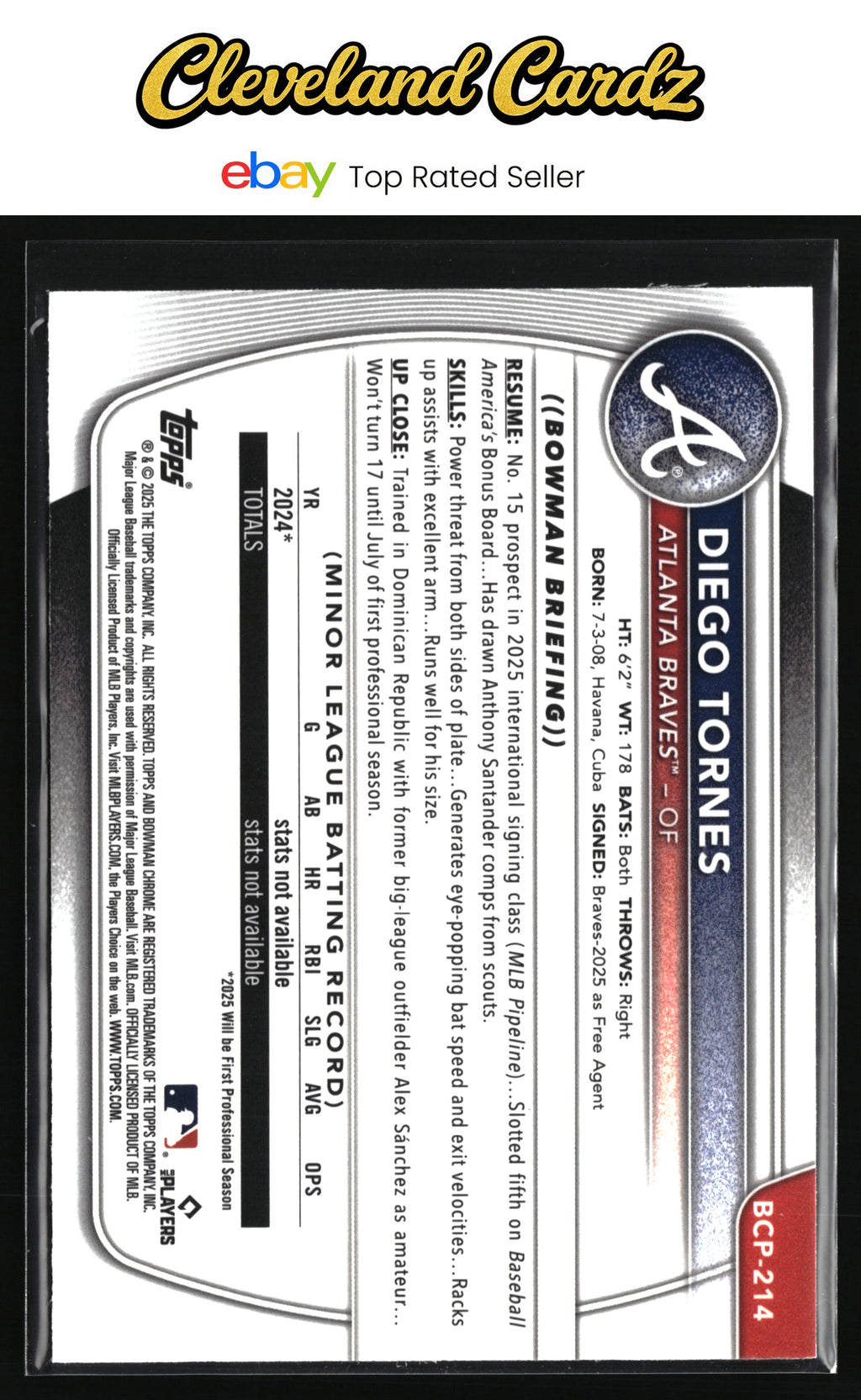 2025 Bowman Chrome #BCP-214 Diego Tornes Prospects Mojo