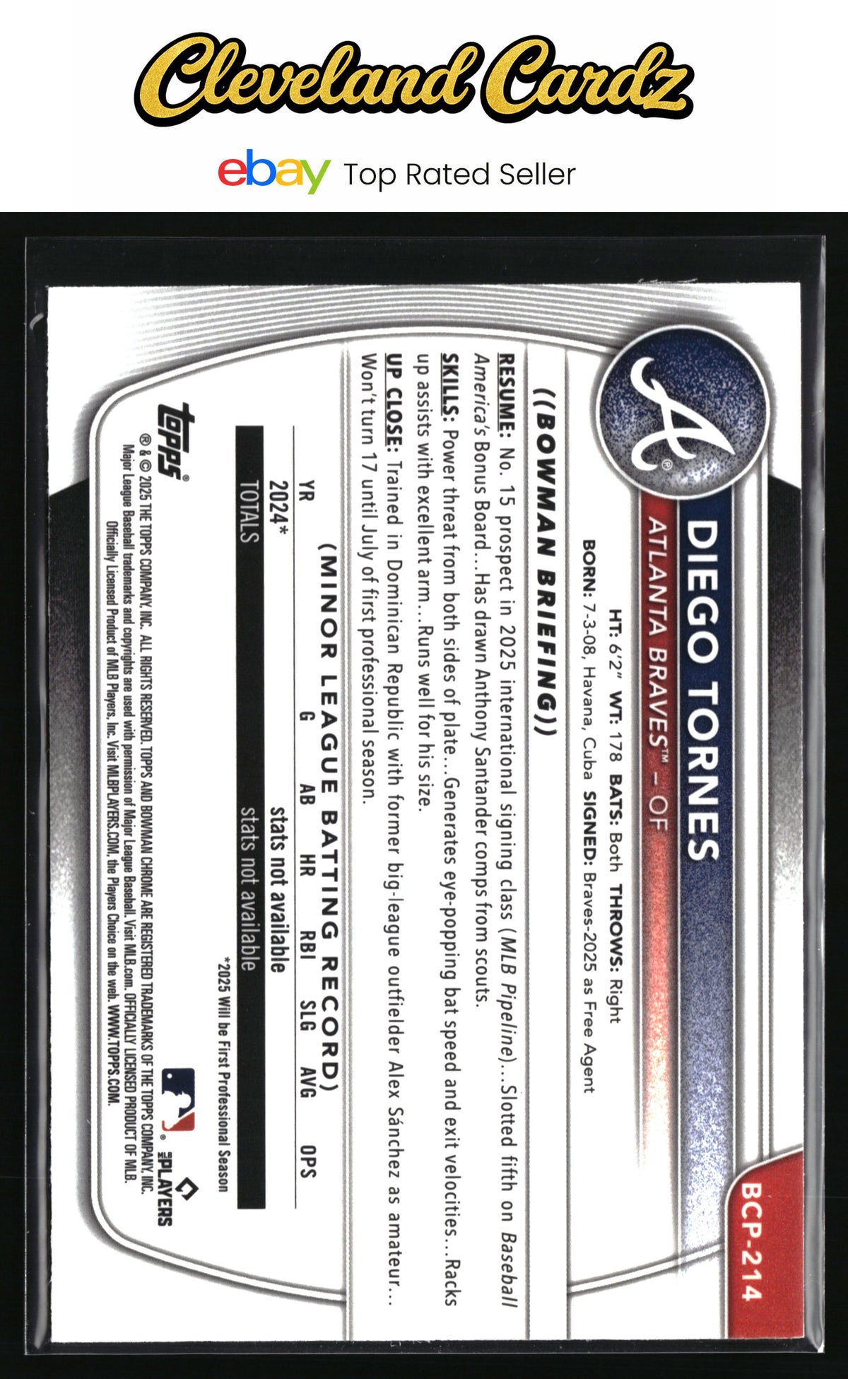 2025 Bowman Chrome #BCP-214 Diego Tornes Prospects Mojo