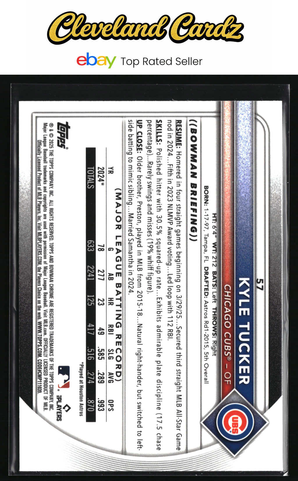 2025 Bowman Chrome #57 Kyle Tucker Mojo Refractors
