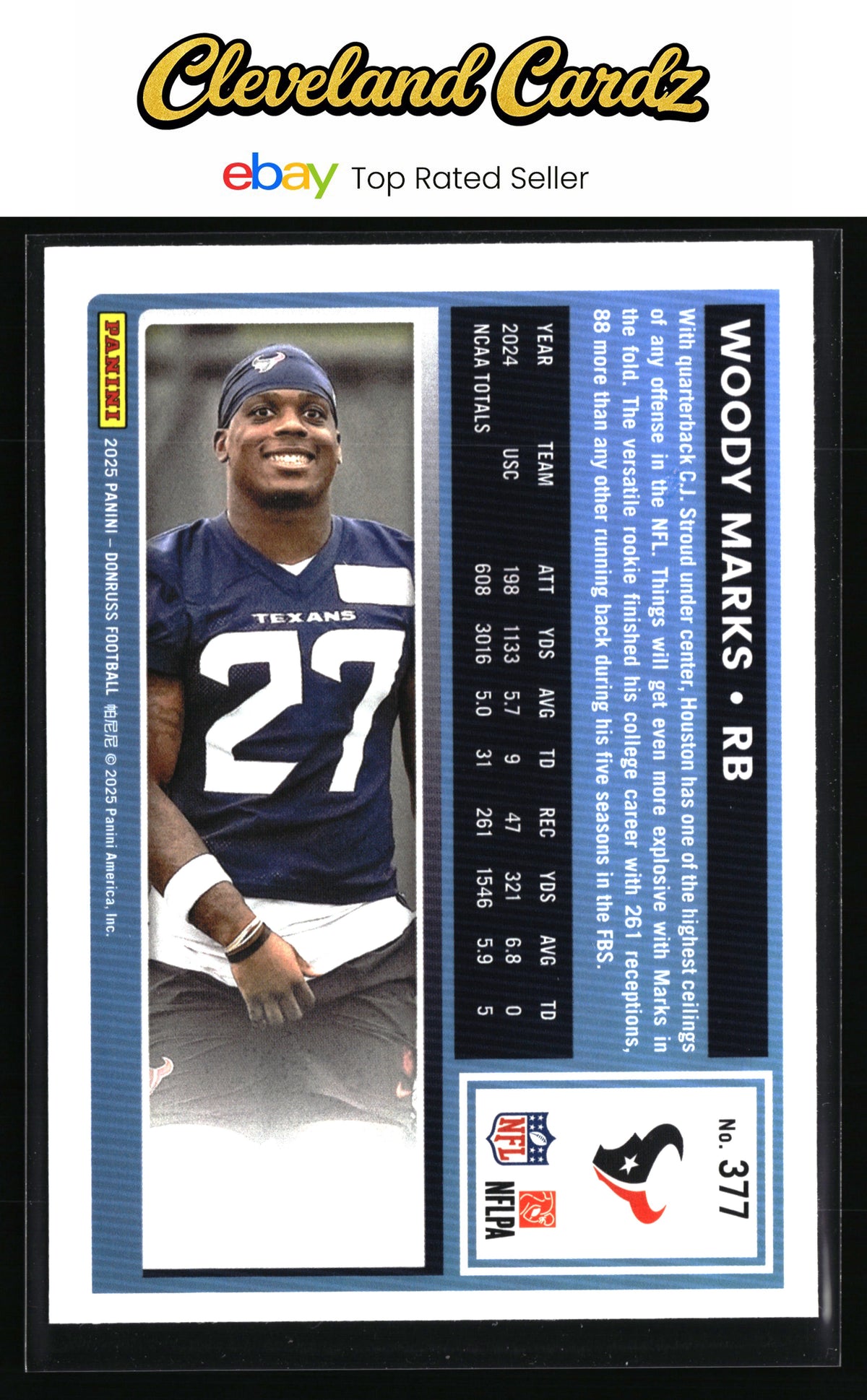 2025 Donruss #377 Woody Marks