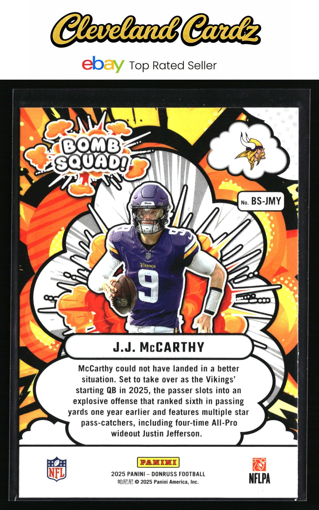 2025 Donruss #BS-JMY J.J. McCarthy Bomb Squad