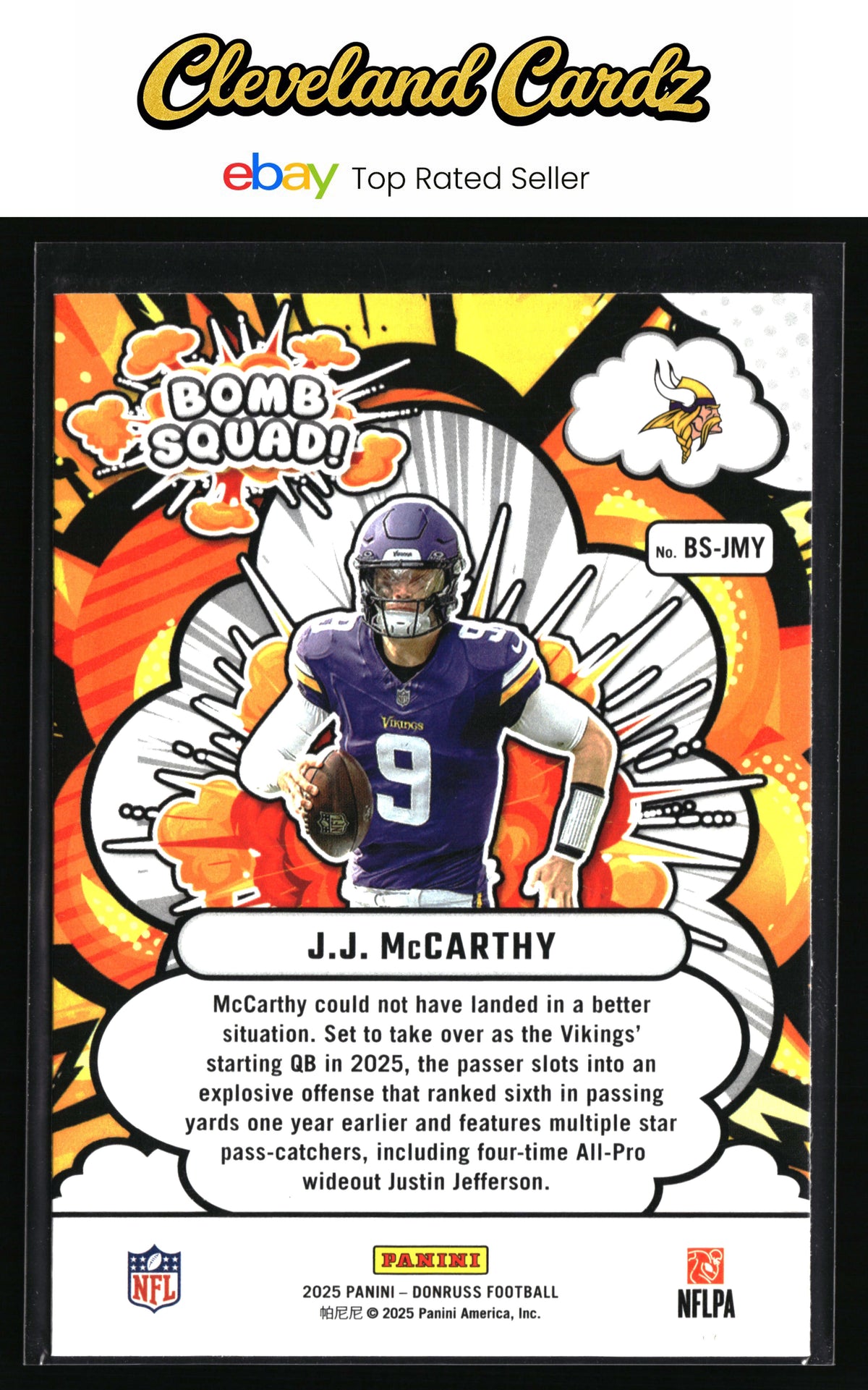 2025 Donruss #BS-JMY J.J. McCarthy Bomb Squad