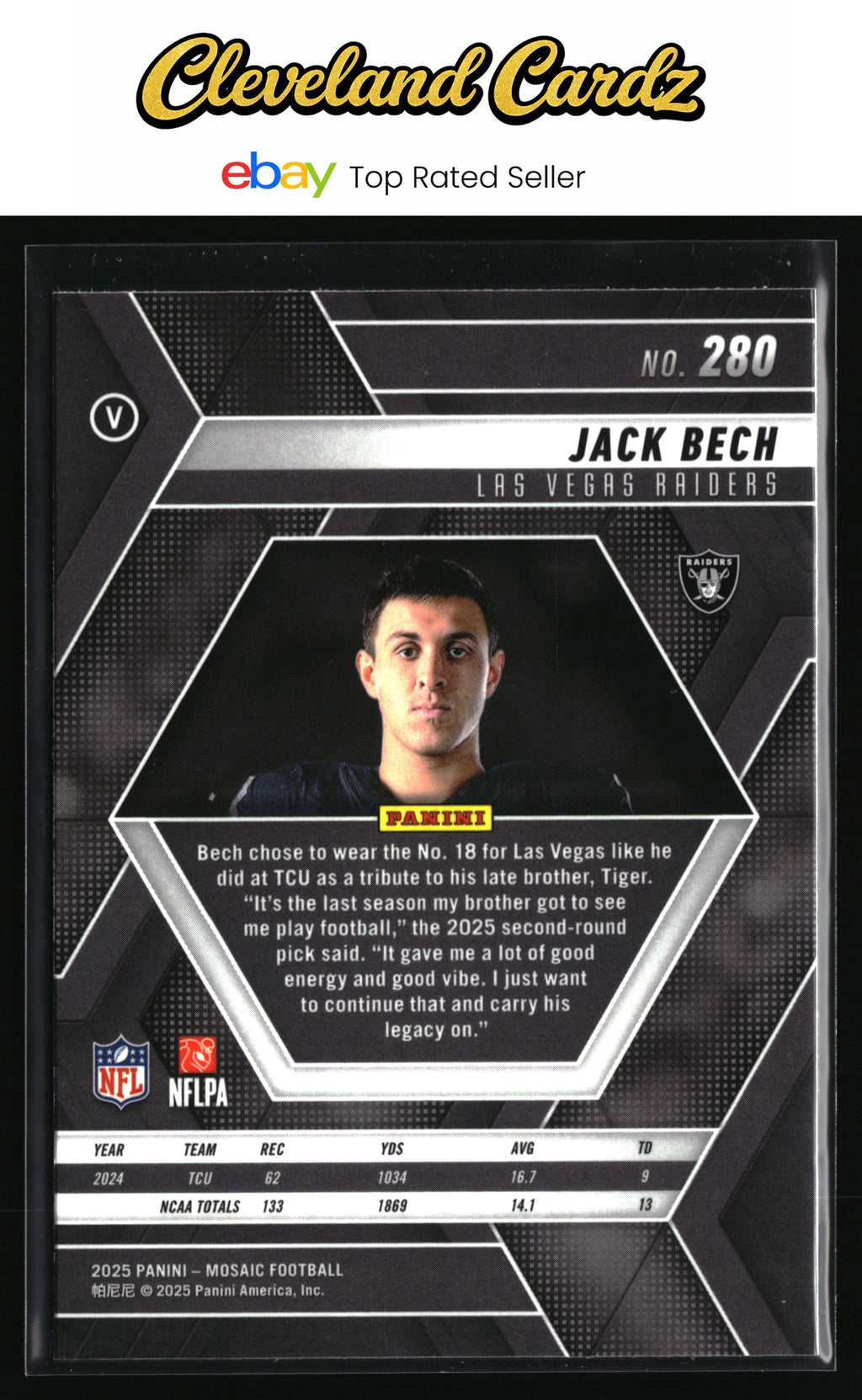 2025 Panini Mosaic #280 Jack Bech Image Variation