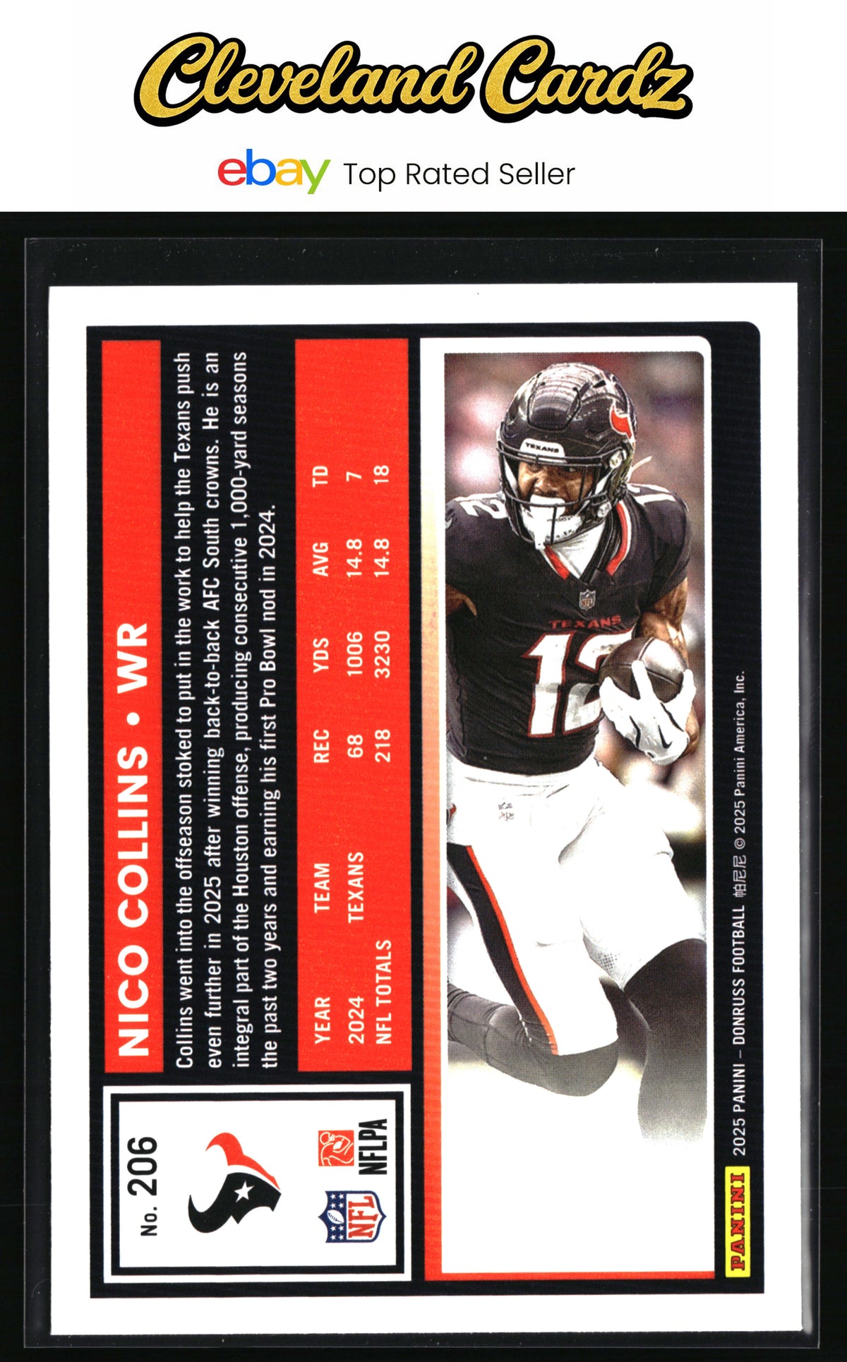 2025 Donruss #206 Nico Collins Press Proofs Blue