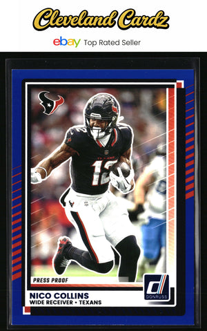 2025 Donruss #206 Nico Collins Press Proofs Blue