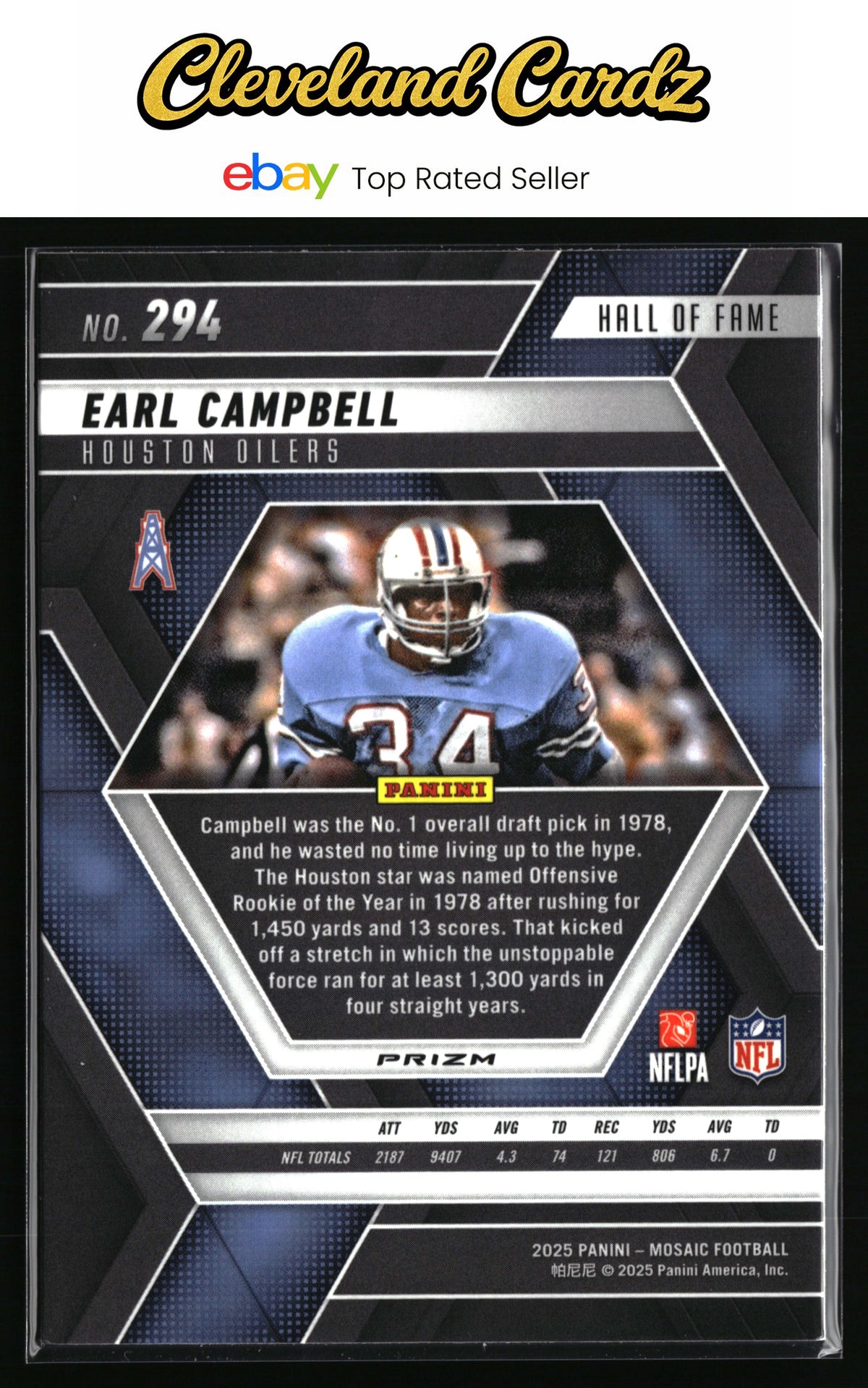 2025 Panini Mosaic #294 Earl Campbell Purple Scope