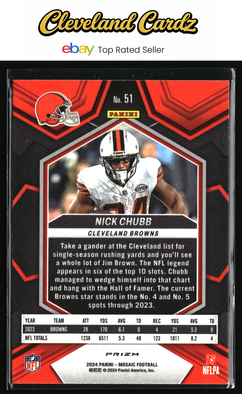 2024 Panini Mosaic #51 Nick Chubb Mosaic Red