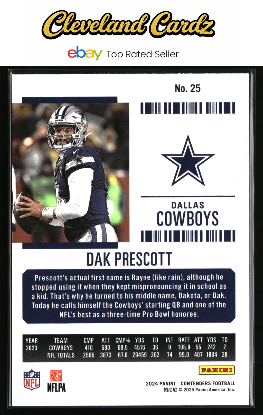 2024 Panini Contenders #25 Dak Prescott Game Ticket Red