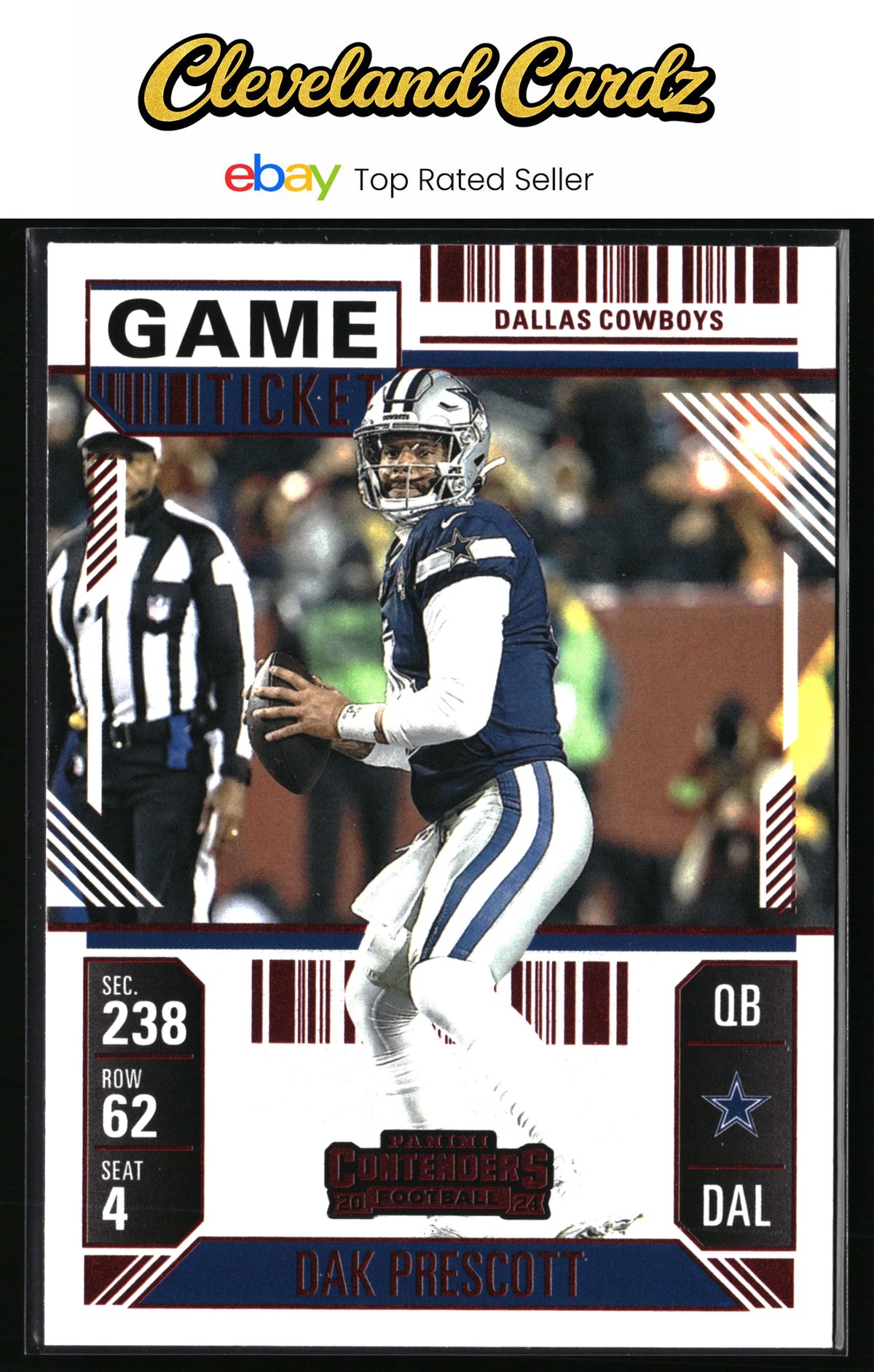 2024 Panini Contenders #25 Dak Prescott Game Ticket Red