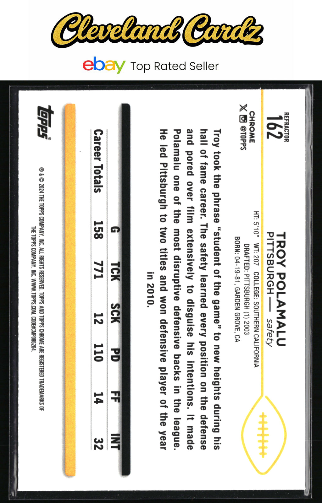 2024 Topps Chrome #162 Troy Polamalu Refractor