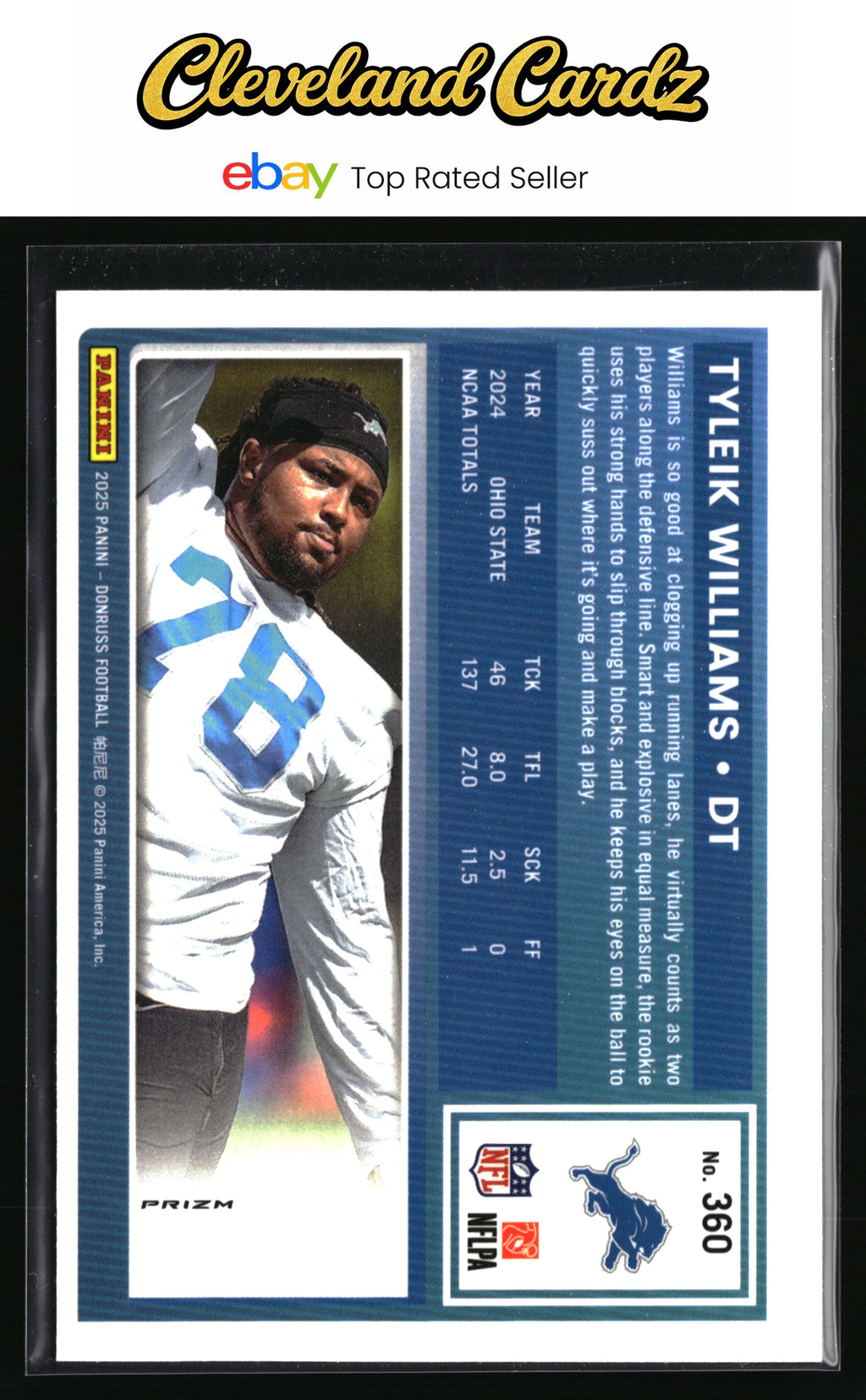 2025 Donruss #360 Tyleik Williams Optic Rated Rookies Preview Red Pandora