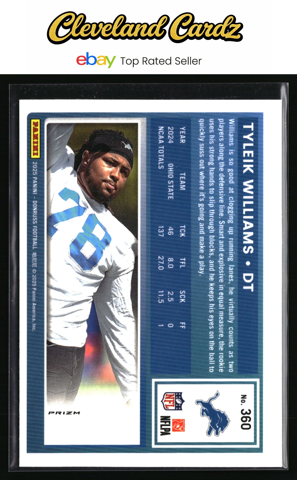 2025 Donruss #360 Tyleik Williams Optic Rated Rookies Preview Red Pandora