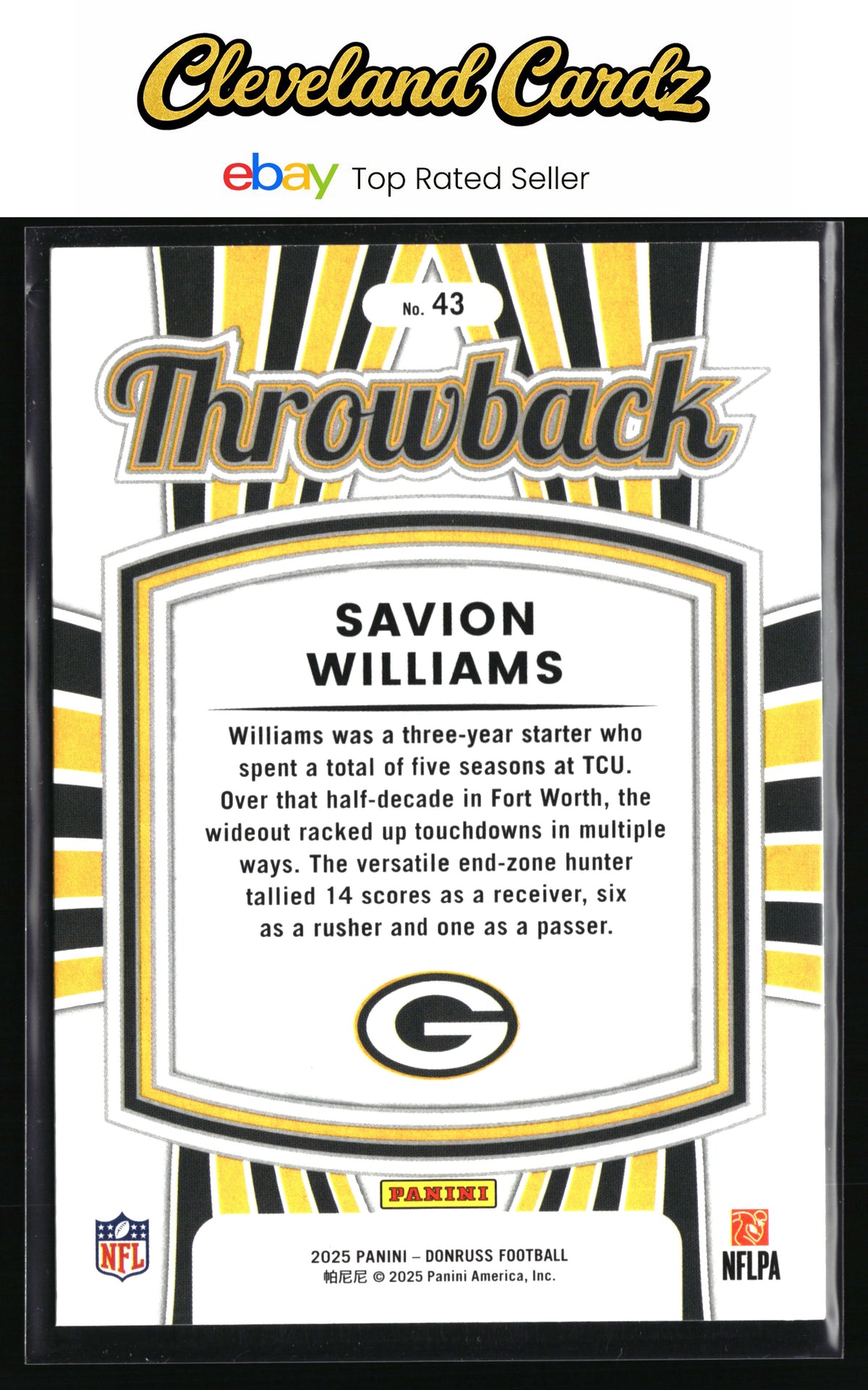 2025 Donruss #43 Savion Williams Rated Rookies Throwback