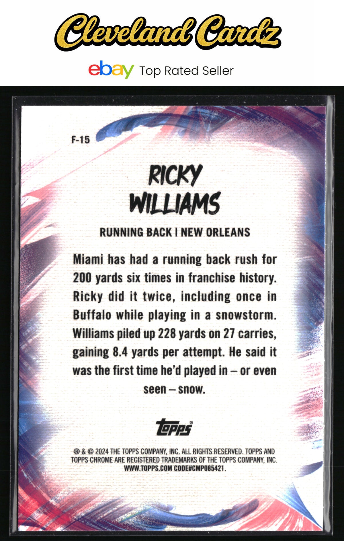 2024 Topps Chrome #F-15 Ricky Williams Finesse Pink Refactor