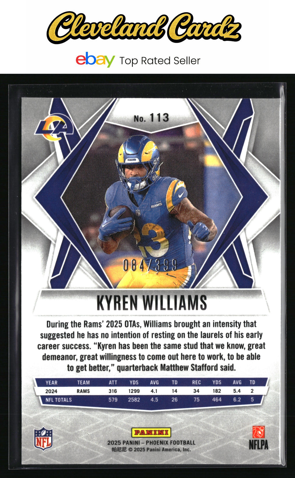2025 Panini Phoenix #113 Kyren Williams Red Hyper Prizm #/399