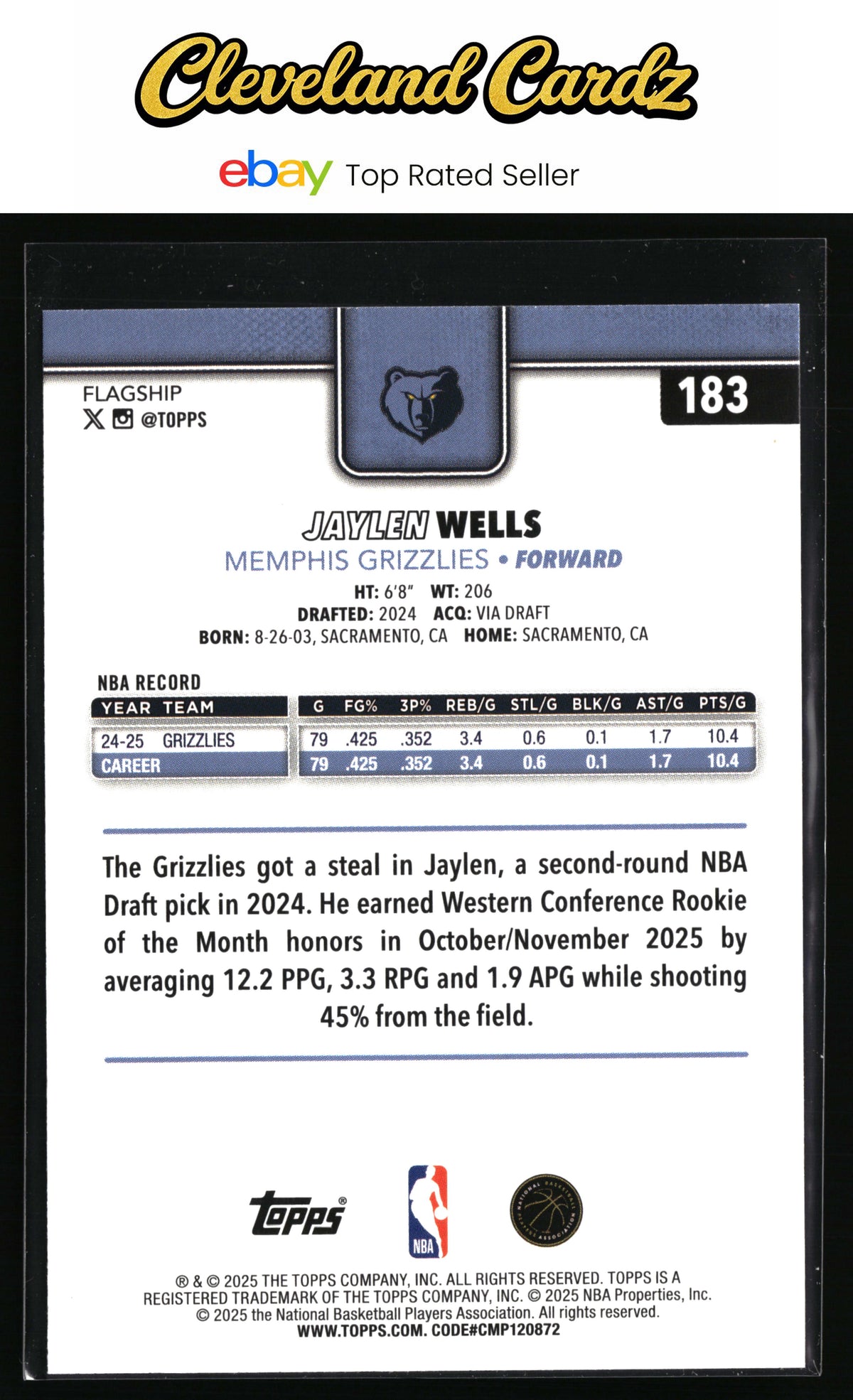 2025-26 Topps #183 Jaylen Wells Rainbow Foilboard