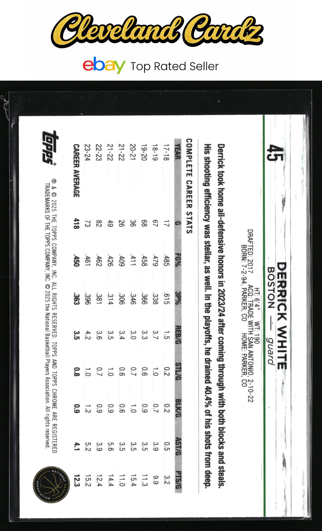 2024-25 Topps Chrome #45 Derrick White